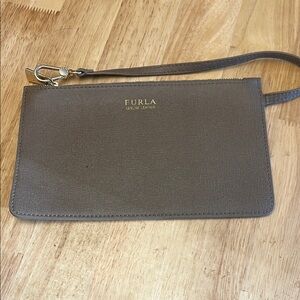 Pre-loved Furla Taupe Leather Wristlet